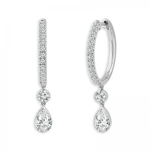 Novello Lab-grown Diamonds Pear Dangling Earrings 1.95 Ct. T.w. in 14K White Gold