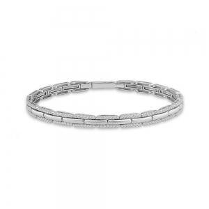 Novello Lab-grown Diamonds Paperclip Inspired Pave Link Bangle 1.10 Ct. T.w. in 14K White Gold