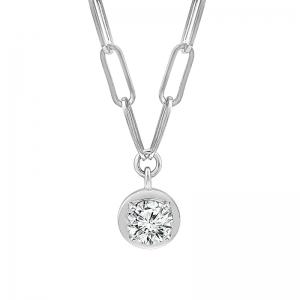 "NOVELLO-COLLECTION" 1.04 CT. T.W. IGI CERT LABGROWN DIAMOND ROUND SOLITIARE PENDANT 14K WHITE GOLD