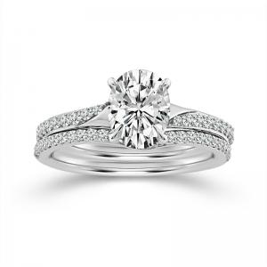 Novello Lab-grown Diamonds Emerald-cut Bridal Set - 1.40 Ct. T.w. in 14K White Gold (IGI-certified Diamonds)