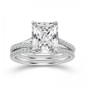 Novello Lab-grown Diamonds Radiant-cut Bridal Ring - 3.56 Ct. T.w. in 14K White Gold (IGI-certified Diamonds)