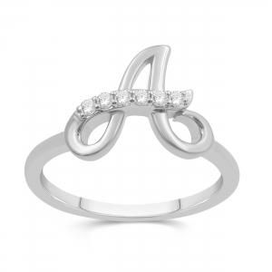 Love Spell Lab-grown Diamonds Letter A Initial Ring 0.10 Ct. T.w. in Sterling Silver
