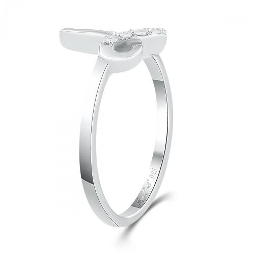 Love Spell Lab-grown Diamonds Letter B Initial Ring 0.10 Ct. T.w. in Sterling Silver