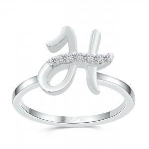 Love Spell Lab-grown Diamonds Letter H Initial Ring 0.10 Ct. T.w. in Sterling Silver