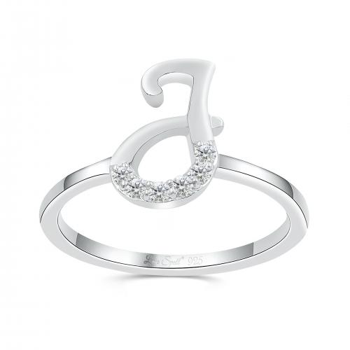 Love Spell Lab-grown Diamonds Letter J Initial Ring 0.10 Ct. T.w. in Sterling Silver