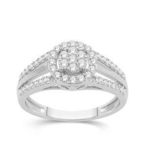 Love Spell Lab-grown Diamonds Halo Composite Split Shank Ring 0.50 Ct. T.w. in Sterling Silver