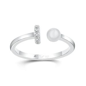 Love Spell Lab-grown Diamonds Ball and Bar Open Shank Band 0.06 Ct. T.w. in Sterling Silver