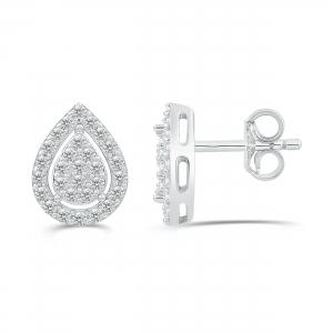 Love Spell Lab-grown Diamonds Pear Halo Studs 0.50 Ct. T.w. in Sterling Silver