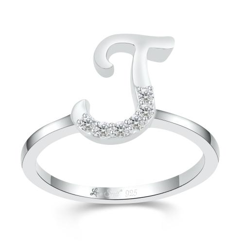 Love Spell Lab-grown Diamonds Letter J Initial Ring 0.10 Ct. T.w. in Sterling Silver