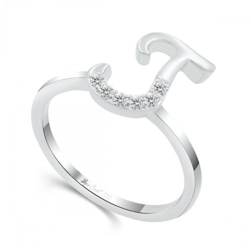 Love Spell Lab-grown Diamonds Letter J Initial Ring 0.10 Ct. T.w. in Sterling Silver
