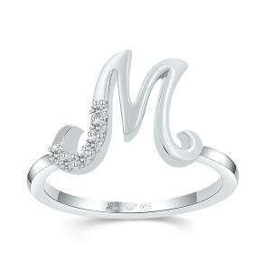 Love Spell Lab-grown Diamonds Letter M Initial Ring 0.10 Ct. T.w. in Sterling Silver