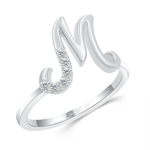 Love Spell Lab-grown Diamonds Letter M Initial Ring 0.10 Ct. T.w. in Sterling Silver