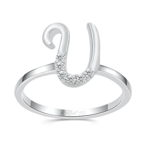 Love Spell Lab-grown Diamonds Letter U Initial Ring 0.10 Ct. T.w. in Sterling Silver