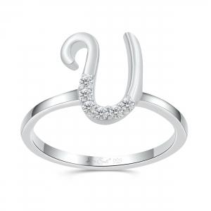 Love Spell Lab-grown Diamonds Letter U Initial Ring 0.10 Ct. T.w. in Sterling Silver