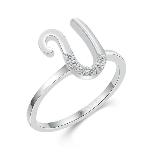 Love Spell Lab-grown Diamonds Letter U Initial Ring 0.10 Ct. T.w. in Sterling Silver