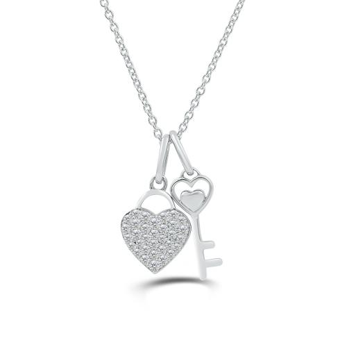 Love Spell Lab-grown Diamonds Heart and Key Pendant 0.50 Ct. T.w. in Sterling Silver