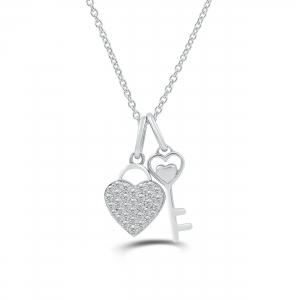 Love Spell Lab-grown Diamonds Heart and Key Pendant 0.50 Ct. T.w. in Sterling Silver