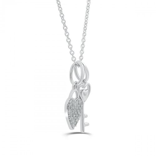Love Spell Lab-grown Diamonds Heart and Key Pendant 0.50 Ct. T.w. in Sterling Silver