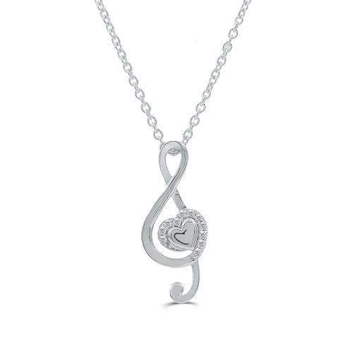 Love Spell Lab-grown Diamonds Musical Note Pendant 0.10 Ct. T.w.
in Sterling Silver