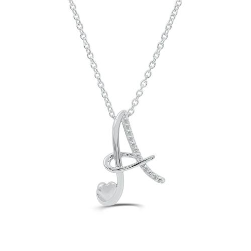 Love Spell Lab-grown Diamonds Letter A Initial Pendant 0.10 Ct. T.w. in Sterling Silver