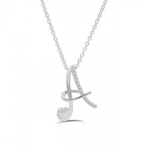 Love Spell Lab-grown Diamonds Letter A Initial Pendant 0.10 Ct. T.w. in Sterling Silver