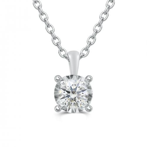 Love Spell Lab-grown Diamonds Round Solitiare Pendant 0.50 Ct. T.w. in Sterling Silver