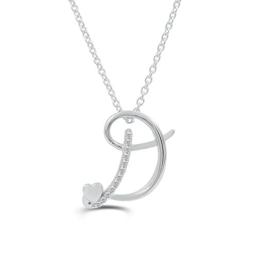 Love Spell Lab-grown Diamonds Letter D Initial Pendant 0.10 Ct. T.w. in Sterling Silver