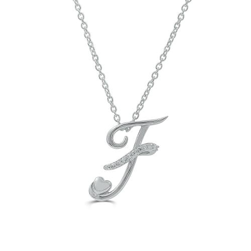 Love Spell Lab-grown Diamonds Letter F Initial Pendant 0.10 Ct. T.w. in Sterling Silver