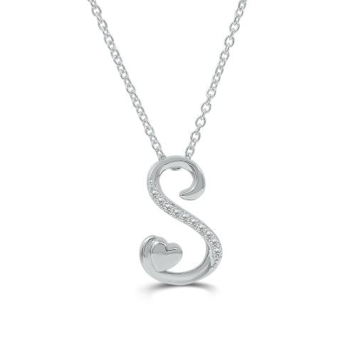 Love Spell Lab-grown Diamonds Letter S Initial Pendant 0.10 Ct. T.w. in Sterling Silver