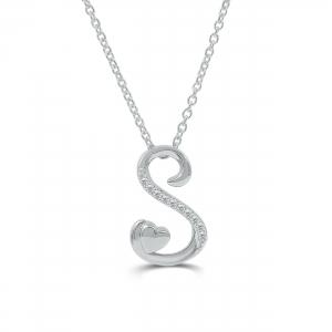 Love Spell Lab-grown Diamonds Letter S Initial Pendant 0.10 Ct. T.w. in Sterling Silver