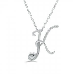 Love Spell Lab-grown Diamonds Letter K Initial Pendant 0.10 Ct. T.w. in Sterling Silver