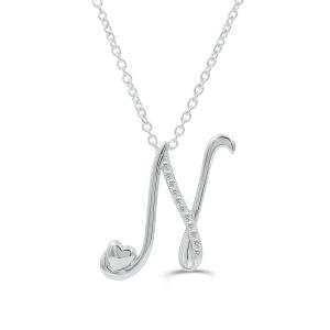 Love Spell Lab-grown Diamonds Letter N Initial Pendant 0.10 Ct. T.w. in Sterling Silver