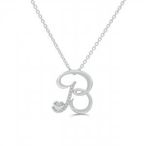 Love Spell Lab-grown Diamonds Letter B Initial Pendant 0.10 Ct. T.w. in Sterling Silver