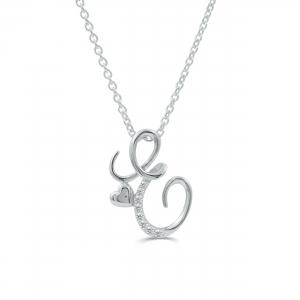 Love Spell Lab-grown Diamonds Letter E Initial Pendant 0.10 Ct. T.w. in Sterling Silver