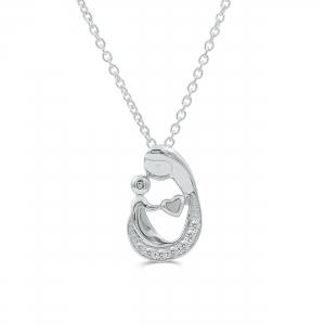Love Spell Lab-grown Diamonds Mother and Baby Pendant 0.10 Ct. T.w. in Sterling Silver