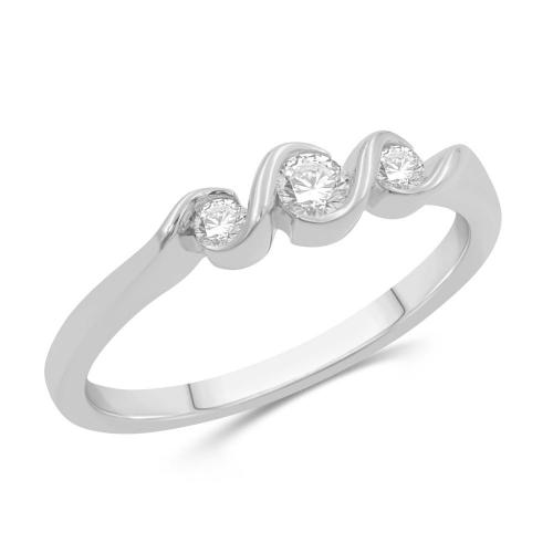 Love Spell Lab-grown Diamonds 3-stone Band 0.25 Ct. T.w. in Sterling Silver