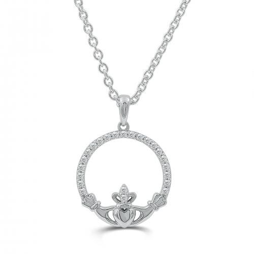 Love Spell Lab-grown Diamonds Claddagh Heart Pendant 0.25 Ct. T.w. in Sterling Silver