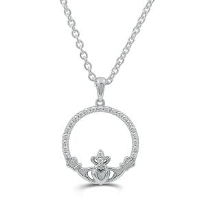 Love Spell Lab-grown Diamonds Claddagh Heart Pendant 0.25 Ct. T.w. in Sterling Silver