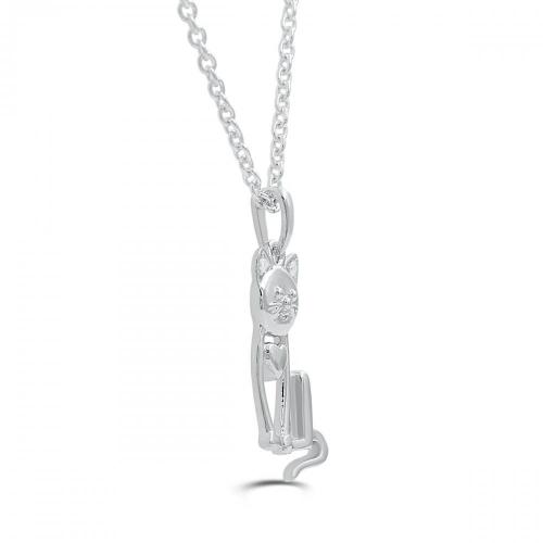 Love Spell Lab-grown Diamonds Cat Heart Pendant 0.02 Ct. T.w. in Sterling Silver