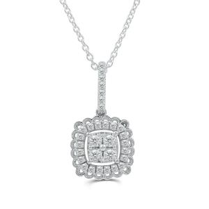 Love Spell Lab-grown Diamonds Halo Pendant 0.50 Ct. T.w. in Sterling Silver