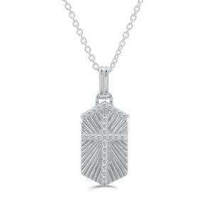 Love Spell Lab-grown Diamonds Dog Tag Cross Pendant 0.30 Ct. T.w. in Sterling Silver