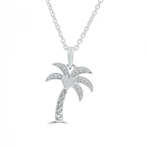 Love Spell Lab-grown Diamonds Palm Tree Pendant 0.10 Ct. T.w. in Sterling Silver
