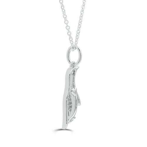 Love Spell Lab-grown Diamonds Penguin Heart Pendant 0.10 Ct. T.w. in Sterling Silver
