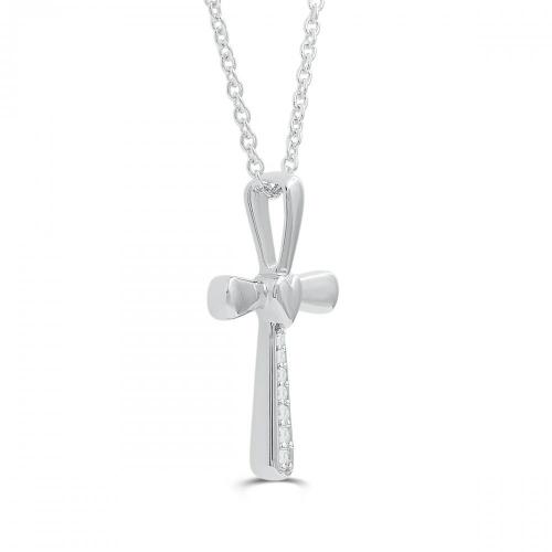 Love Spell Lab-grown Diamonds Heart Cross Pendant 0.10 Ct. T.w. in Sterling Silver