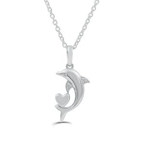 Love Spell Lab-grown Diamonds Dolphin Heart Pendant 0.05 Ct. T.w. in Sterling Silver