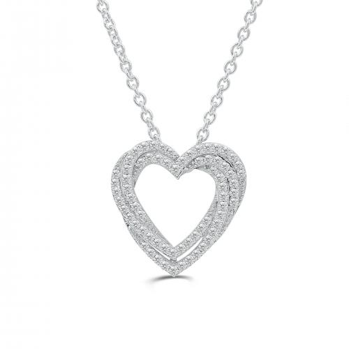 Love Spell Lab-grown Diamonds Double Heart Pendant 0.65 Ct. T.w. in Sterling Silver