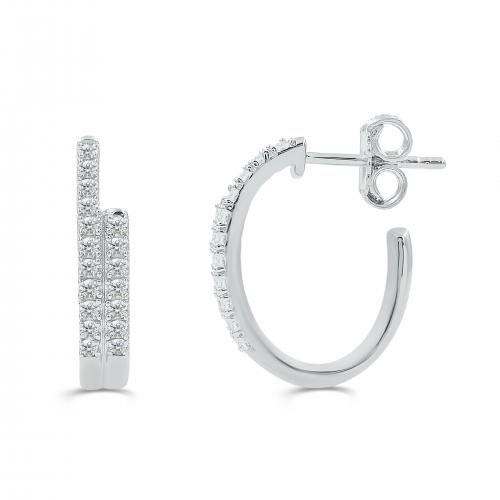 Love Spell Lab-grown Diamonds 2-row Hoops 0.35 Ct. T.w. in Sterling Silver