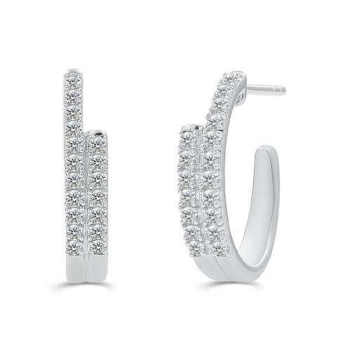 Love Spell Lab-grown Diamonds 2-row Hoops 0.35 Ct. T.w. in Sterling Silver