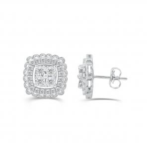 Love Spell Lab-grown Diamonds Halo Studs 0.65 Ct. T.w. in Sterling Silver