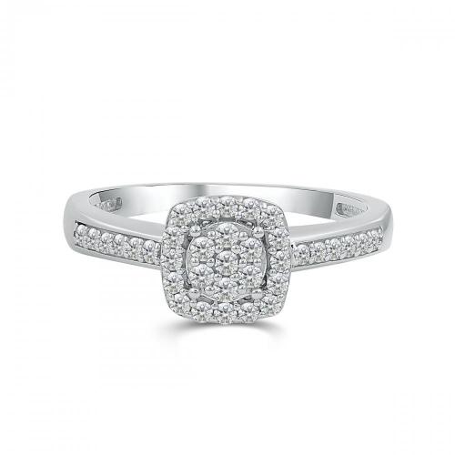 Love Spell Lab-grown Diamonds Halo Composite Ring 0.35 Ct. T.w. in Sterling Silver